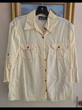Light Yellow Button-Front 100% Cotton Shirt